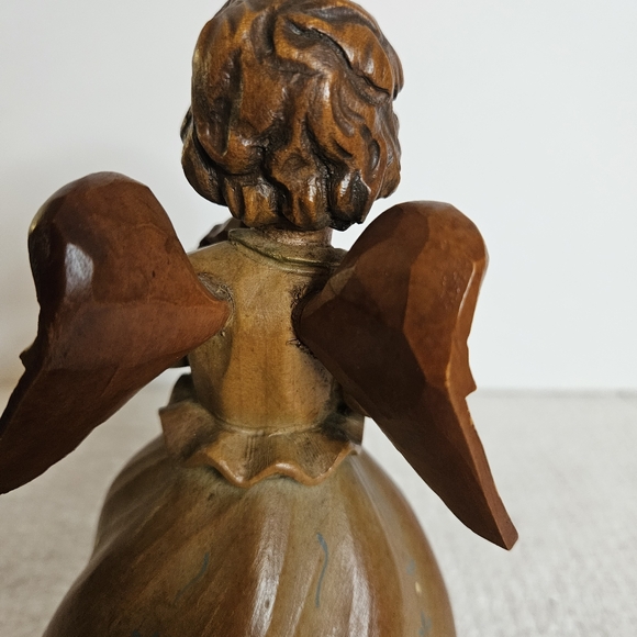 VTG THORENS HAND CARVED PAINTED MUSIC BOX ANGEL PLAYING VIOLIN SWITZERLAND - Picture 10 of 16